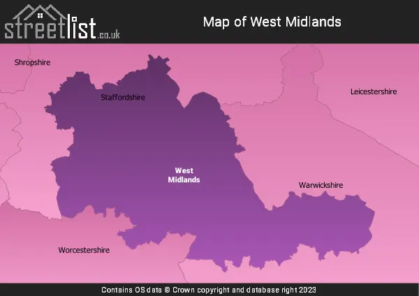 Map of West Midlands